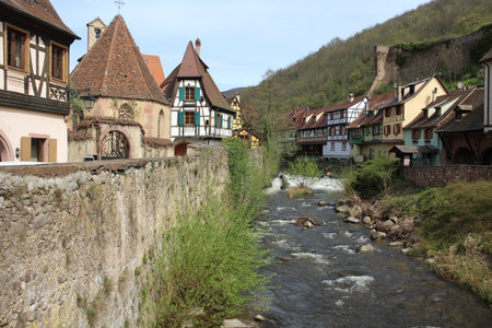 Old town of Kaysersberg in Franceの写真素材