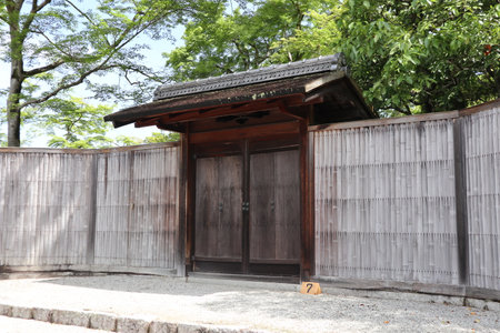 Onari-mon Gate in Shugakuin Imperial Villa, Kyoto, Japanの写真素材