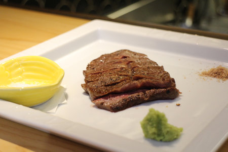 Japanese cuisine : Charcoal grilled beef in Kyoto, Japanの写真素材