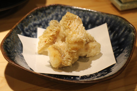 Japanese cuisine : Tilefish scale tempura in Kyoto, Japanの写真素材