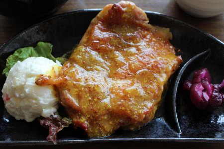 Roast chicken with honey mustard sauce in Tokyo, Japanの写真素材