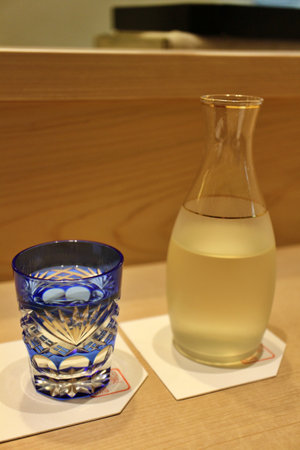 Japanese sake in Edo kiriko glass in Tokyo, Japanの写真素材