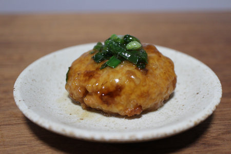 Tofu hamburg steak (hamburg steak made of tofu instead of meat) purchased at a supermarket in Tokyo,...