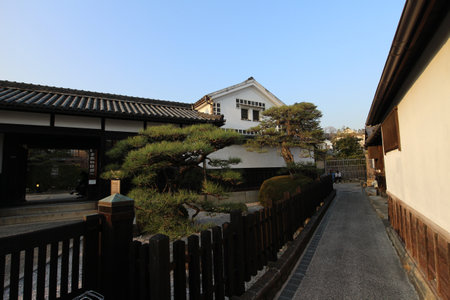 Cityscape at Kurashiki Bikan Historical Quarter (old town) in Japanの写真素材