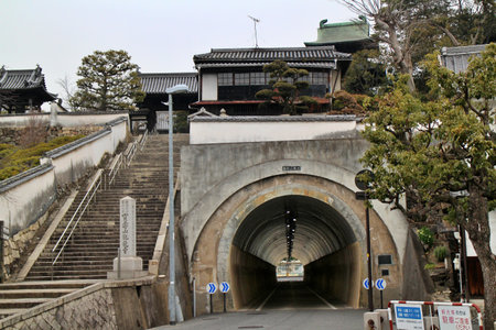 Tsurugatayama Tunnel in Kurashiki, Japanの写真素材