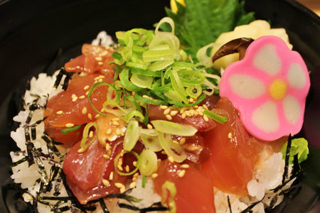 Japanese cuisine: tuna rice bowl in Shizuoka, Japan
