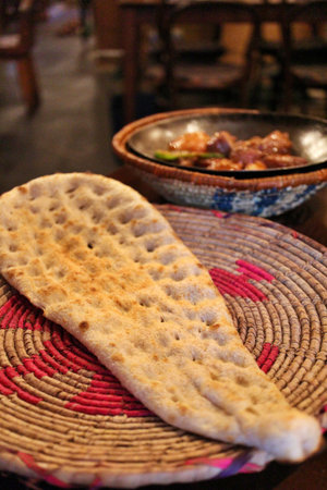 Afghan cuisine: baked naan (flatbread)