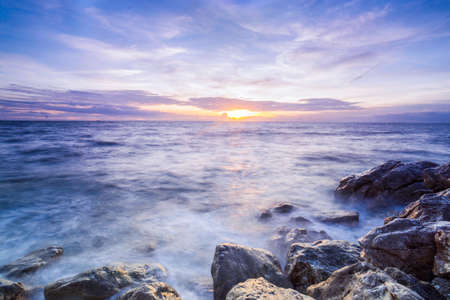 sunset at Bangsan beachの写真素材