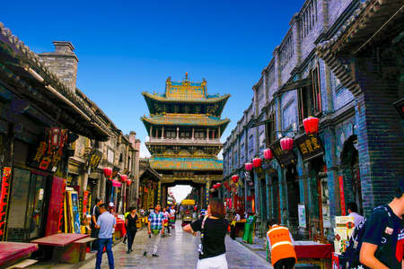 Walking in the streets of Pingyao County, Shanxi, a strong feeling of the ancient city of beauty - the Pingyao County in Shanxiのeditorial素材