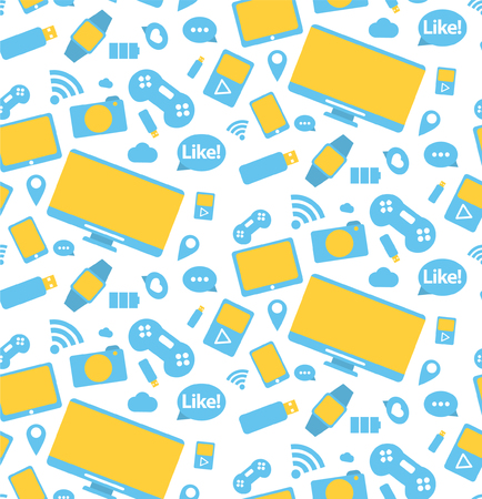Gadgets seamless patternのイラスト素材