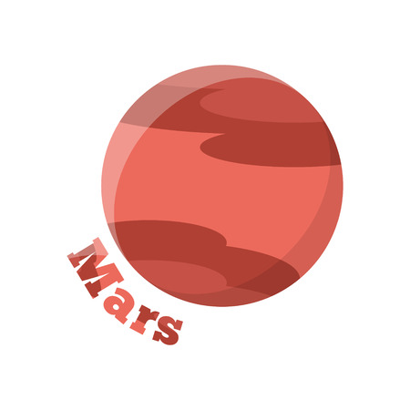 vector illustration of cute space sticker with the planet mars. Design great for patch, badge, print or pinのイラスト素材