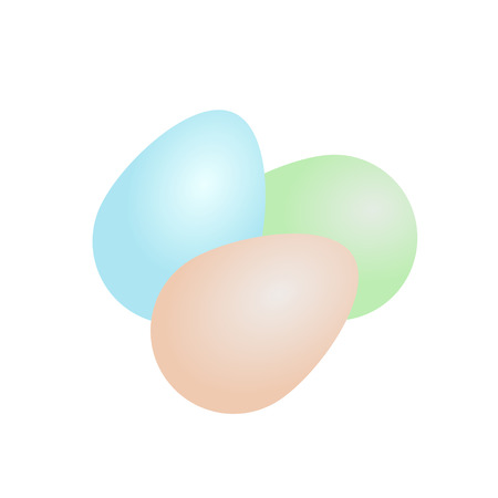 Three easter color eggs on white background isolatedのイラスト素材