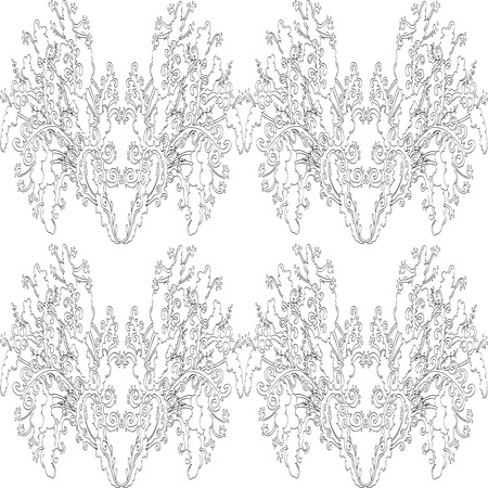 Vector organic seamless abstract background, botanical motif, freehand doodles pattern.のイラスト素材