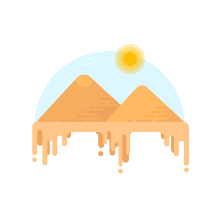 Silhouette of Egyptian pyramids of giza. Flat style illustrationのイラスト素材