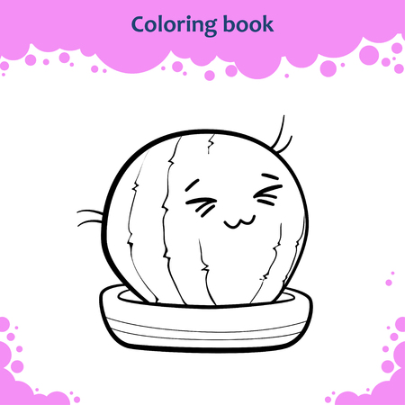 Coloring book page for children. Color the cute cartoon cactus.のイラスト素材