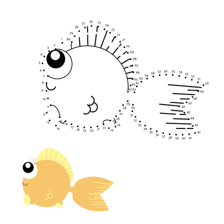 Educational game for kids: Dot to Dot. Connect the dots puzzle. Worksheet for class or at home with the kids.のイラスト素材