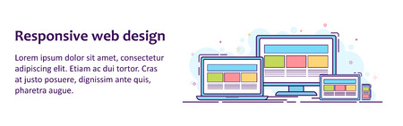 Web banner with illustration of devices with different viewのイラスト素材