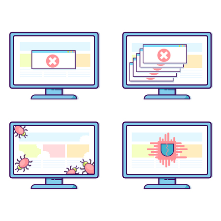 Vector set of computers with different security problemsのイラスト素材