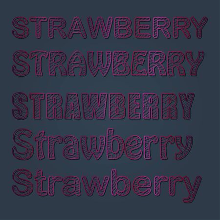 Metallic Strawberry lettering. Usable for stickers, posters, packagingのイラスト素材