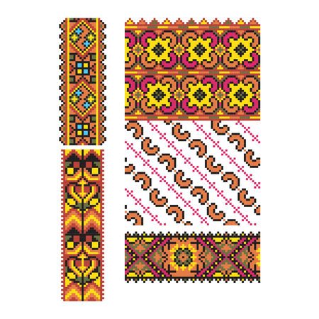 Colourful pattern of an embroidery a cross from the Ukrainian ethnos part 1.のイラスト素材