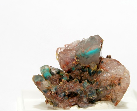 A bunch of quartz crystals with ajoite  copper  from Masina, South Africaの写真素材