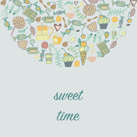 Tee coffee pattern card half of circle madeのイラスト素材