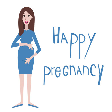 Pregnant woman. Happy pregnancy. Smiling pregnant woman. Flat style character pregnant woman.のイラスト素材