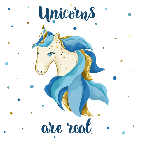 Watercolor vector hand drawn unicorn. Cute cartoon character illustration.のイラスト素材