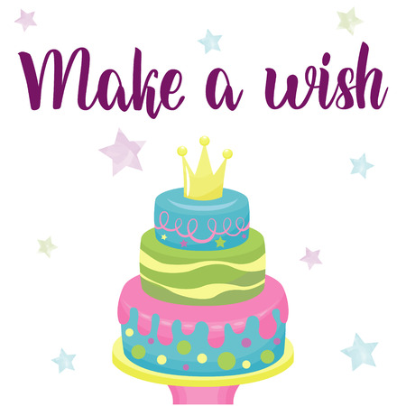 Happy Birthday banner. Greeting card with flags. Birthday lettering text. Invitation to a party.  のイラスト素材