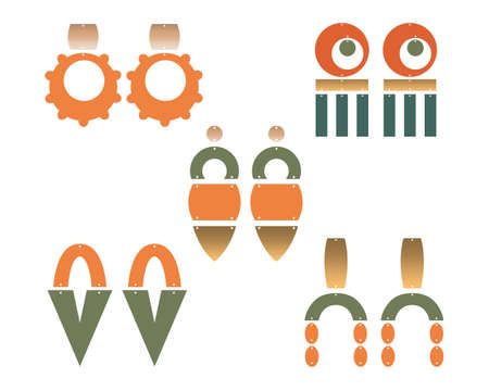 Earrings SVG. African Earrings SVG. Dangle Earrings SVG. Leather Earrings. Earring Template. Silhouette Cut Files. Cricut Cut Filesのイラスト素材
