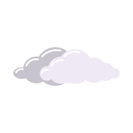 Hand drawn dark blue and light blue clouds in flat style. Clip art isolated on white background.のイラスト素材
