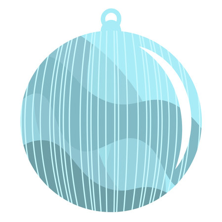 Glass Christmas tree ball. Christmas tree decoration. New Year's decor. Blue transparent ball with waves and lines. Isolated on white background.のイラスト素材