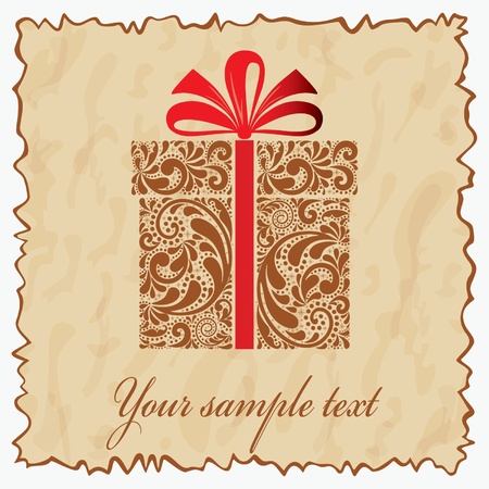 Vintage postcard with gift box. のイラスト素材