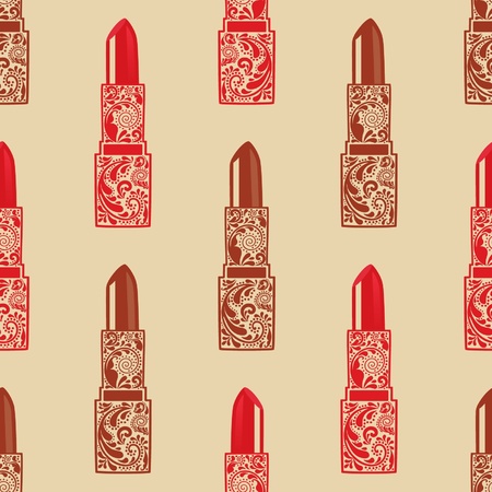 Vintage seamless texture with lipstick from the leaf pattern のイラスト素材