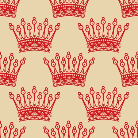 Vintage seamless background with red crown pattern  のイラスト素材