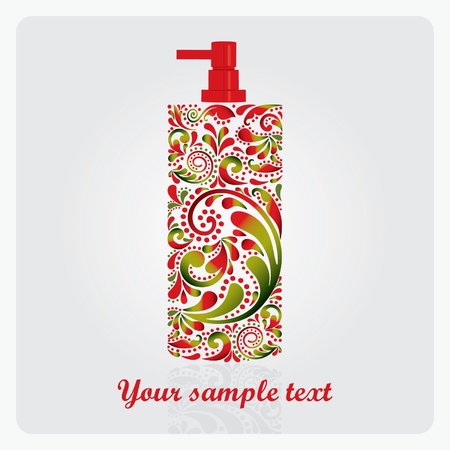 Bottle of lotion, made of the leaf pattern   EPS 10   のイラスト素材
