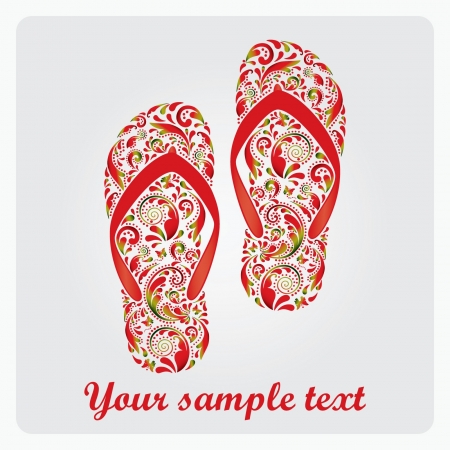 Flip flops, made of the leaf pattern  Vector EPS10 illustration  のイラスト素材