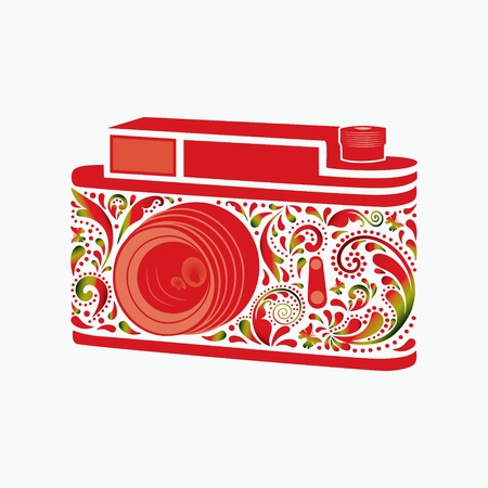 Photo camera  Made of a leaf pattern のイラスト素材