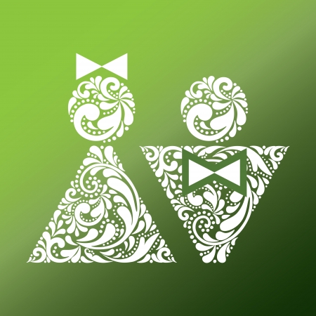 Restrooms Wc sign, made of the leaf pattern. のイラスト素材