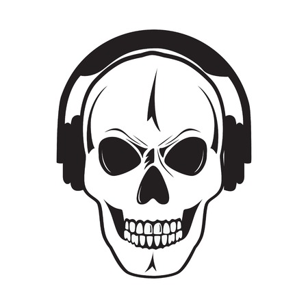 Jolly skull with headphones のイラスト素材