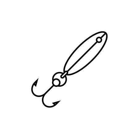 Hook icon. Vector fishing sharp hook outline styleのイラスト素材