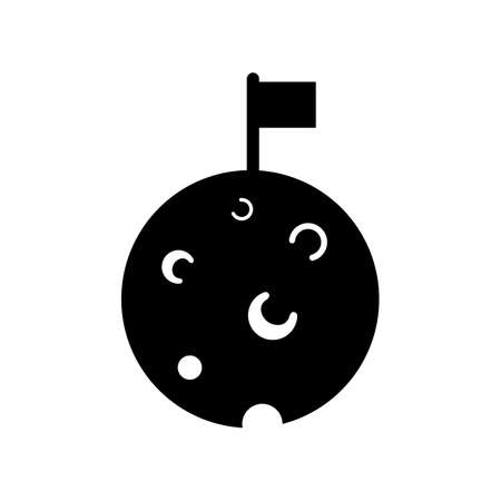 moon with flag icon element of space icon for mobile concept and web apps. Thin line moon icon can be used for web and mobile. Premium icon on white background.のイラスト素材