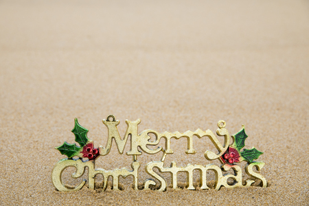 christmas decoration on the sand beach.の写真素材
