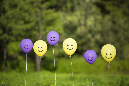 balloons in the forest.の写真素材