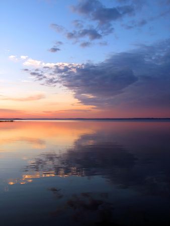 Scenic sunset over famous Belorussian lake Narochの写真素材