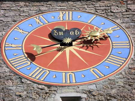 Ancient clock. Lucerne, Switzerland