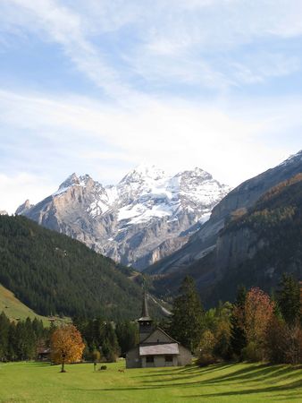 Majestic Alpine view in Kandersteg, Switzerlandの写真素材