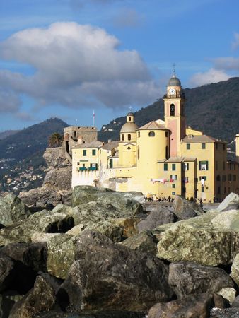 Basilica di Santa Maria Assunata in Camogli. Italian Rivieraの写真素材