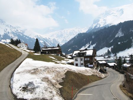 Spring in Engelberg, famous Swiss skiing resortの写真素材