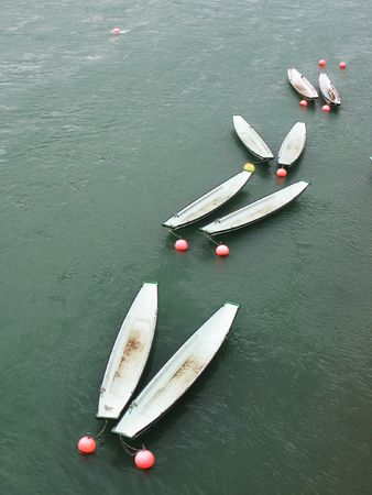 Boats on Rhine riverの写真素材